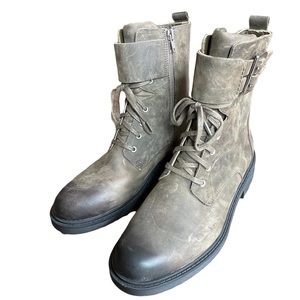 CLARKS Orinoco Dark Olive Lace Up Leather Ankle Boots, Size 8